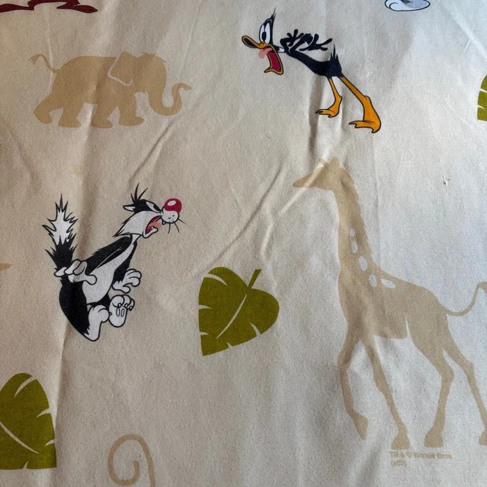 Vintage Looney Tunes Double Flat Sheet Brown Bugs Bunny Tweety Bird Sylvester